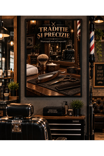 Miutic Print Studio Tablou decorativ pentru barber shop „Tradiție și Precizie...