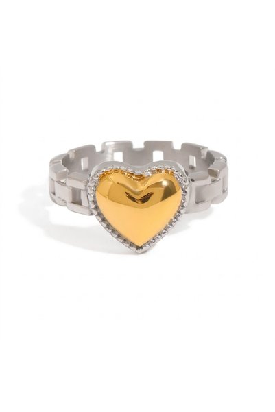Peach Jewelry Peach Jewerly Δαχτυλίδι Καρδιά Από Ανοξείδωτο Ατσάλι 304 Size 6