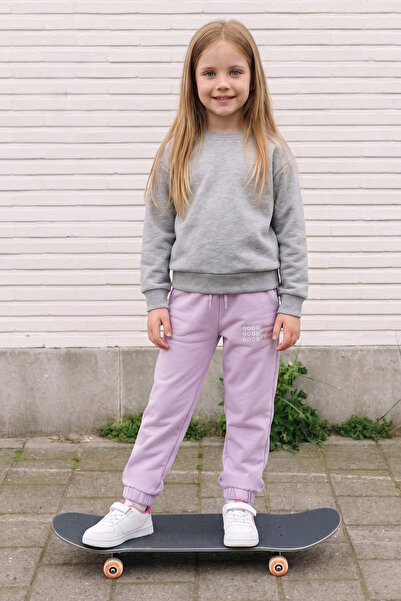 Fulla Moda 3 Threaded Text Printed Girls' Sweatpants with Elastic Waist