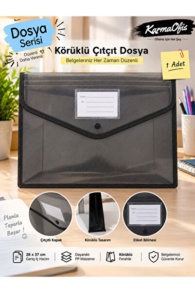 KarmaOfis 28X37 cm Bellows Snap File – Pp Document File with Large Volume Lab...