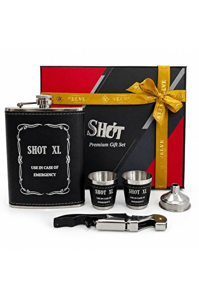 velve Shot XL men's set, with flask, 2 glasses, funnel and multifunctional co...
