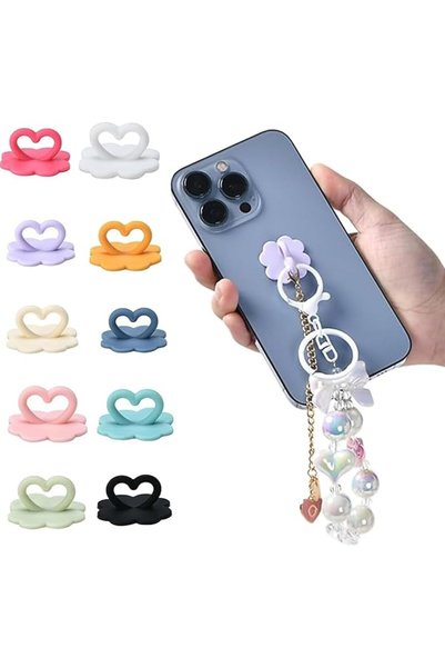 Tazweeq 10pcs Heart Cell Phone Ring Holder, Flower Cute Phone Charm Hooks Adh...