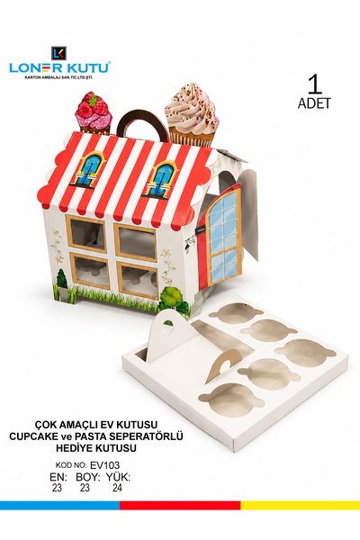 Loner Kutu Hediyelik Kutu Yılbaşı Kutusu Doğum Günü Kutusu Cupcake Kutusu Pas...