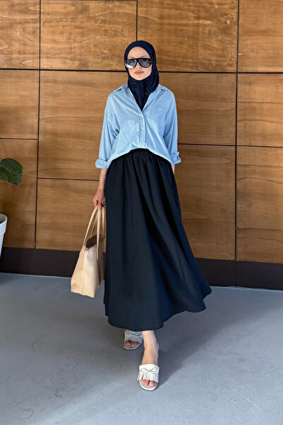 Miss Allos Women's Draped Tencel Fabric Long Skirt with Elastic Waist
