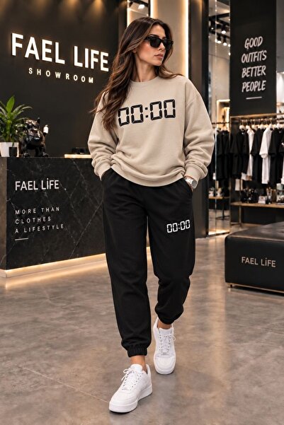 FAEL LİFE New Season Unisex Sweatshirt and Trackpants Pair Zero Printed Set