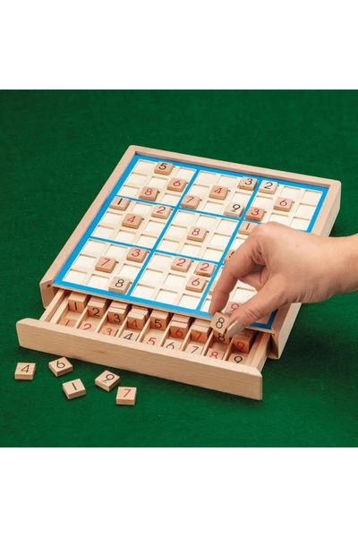 OEM Joc Sudoku din lemn cu piese numerotate, 100 de provocări și sertar de de...
