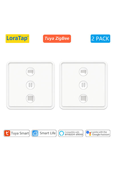Choice 2 PACK LoraTap ZigBee 3.0 Tuya Smart Life Blinds Pushbutton 80*80 Swit...