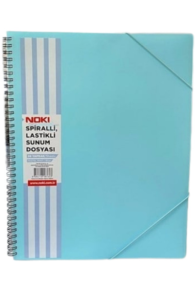 Noki A4 Spiral Elastic Presentation Folder 60 Sheets Pastel Blue