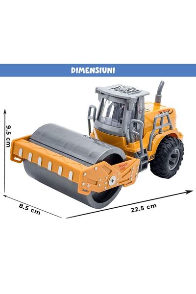 Pitikot Vehicul de construcții, compactor de jucărie cu telecomandă pentru copii, cu funcții complete, controlat prin radio, cu lumini și sunete