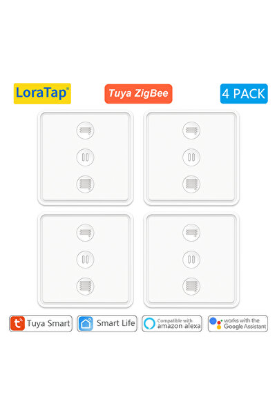 Choice 4 PACK LoraTap ZigBee 3.0 Tuya Smart Life Blinds Pushbutton 80*80 Swit...