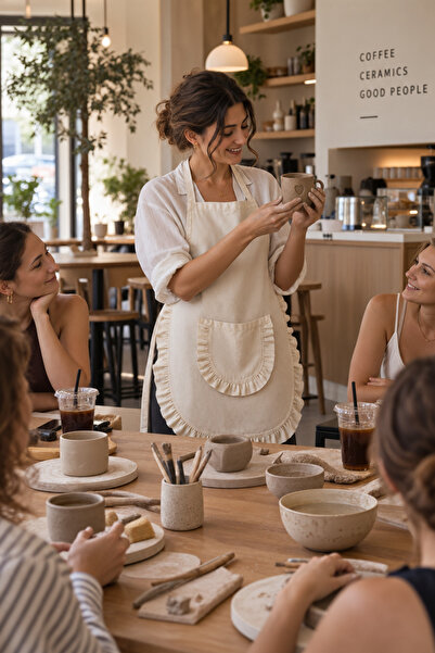 YUNUSOĞLU HOME Ruffled Kitchen Apron – Cream Cotton Raw Fabric, Women's Kitch...
