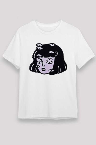 Darkhane تي شيرت أبيض مطبوع للجنسين من هالوين - تي شيرت
