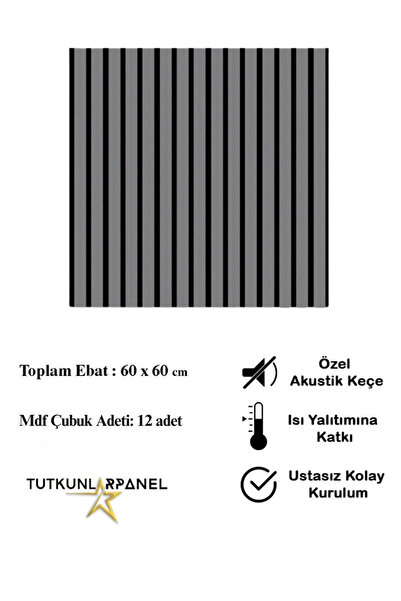 TUTKUNLAR PANEL Akustik Duvar Paneli Çıtalı MDF Ahşap Ses Yalıtımlı Dekoratif...