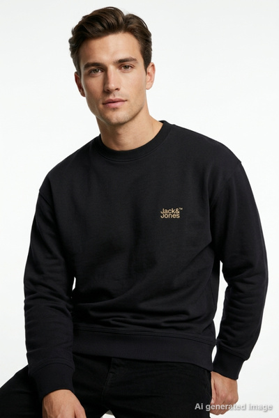 Jack & Jones Ανδρικό φούτερ με λαιμόκοψη με λογότυπο, μακρυμάνικο, κανονική ε...