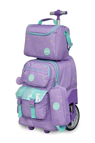 President Kids Backpack, 3-piece Rolling Backpack Set for Girls, Fashion Prin...