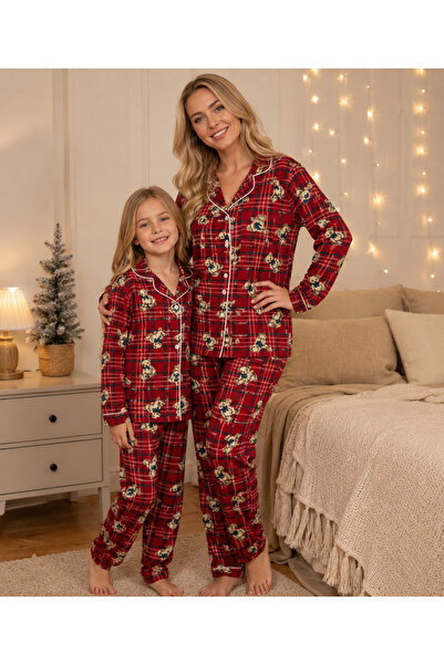 zahider Mother-Daughter Matching Cotton Suede Fabric Long-Sleeved Button-Down...