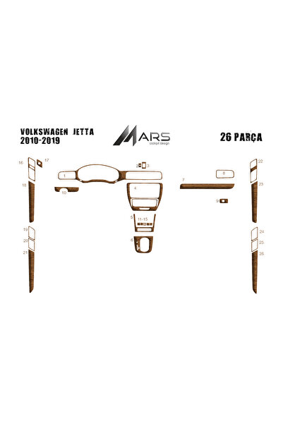 Marscockpitdesign Volkswagen Jetta Torpido Kaplama 2011-2016 26 Parça