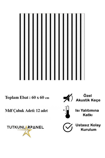 TUTKUNLAR PANEL Akustik Duvar Paneli Çıtalı MDF Ahşap Ses Yalıtımlı Dekoratif...