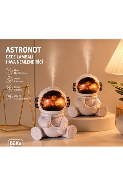 MİMOZA PARK Astronot Ay Şekli Işıklı Gece Lambalı Hava Nemlendirici 220 ml