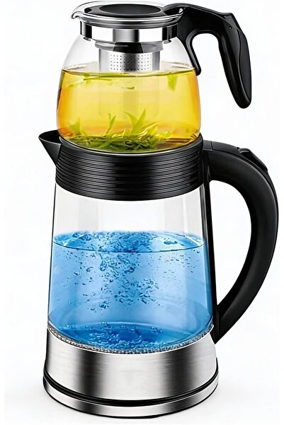 Generic Brand 2-in-1 Electric Kettle & Teapot Set - 2000W Fast Boil Glass Ket...