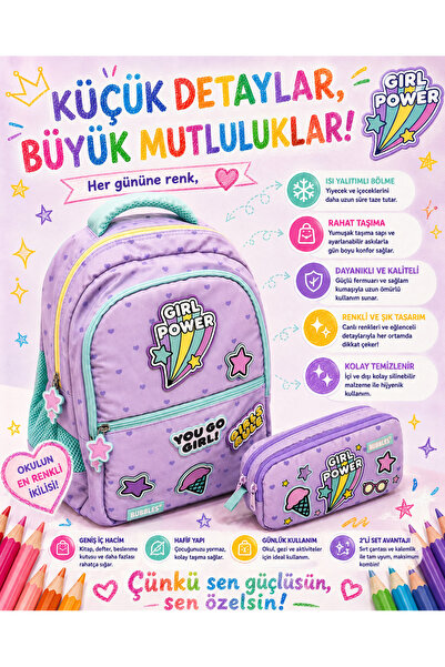 ideal STORE School Bag Bubbles Girl Power Colorful Figured, Special Design Lu...