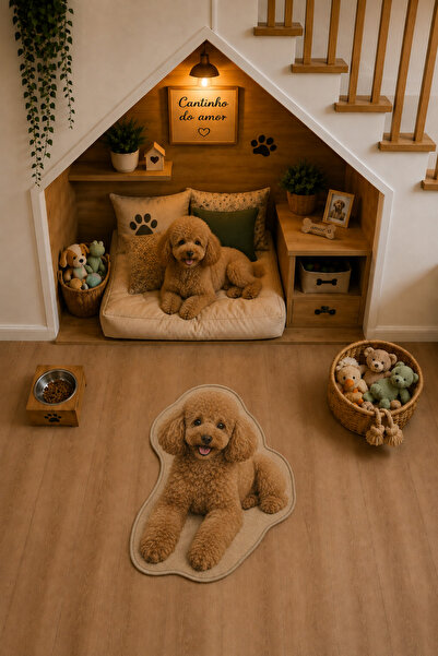 ZNG design home Poodle Bal Figürlü Mama Paspası Dijital Baskı Kaymaz Taban Yı...