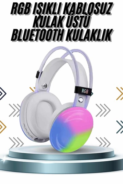 ART3 Kablosuz Bluetooth Kulaklık RGB Işıklı Kulak Üstü 5.3 Bluetooth Bağlantılı