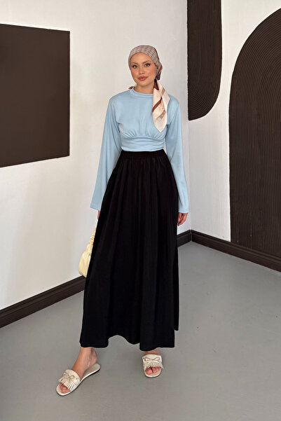 Moda Neval Women's High Waist Flowy Tencel Fabric Wide Leg Pants Skirt