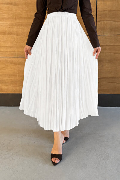 Miss Allos Women's Flowy Modal Fabric Long Crinkled Skirt