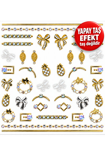 Sibelon 3D Kabartmalı Nail Art Sticker Tırnak Süsleme Stickeri Taş Görünümlü ...