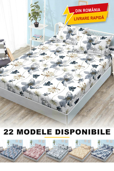 Frasin Select Cearșaf cu elastic, 3 piese, Finet 160 x 200cm + 2 fețe de pern...
