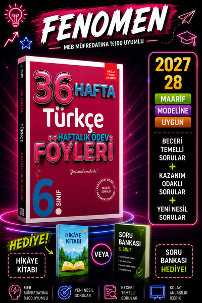 Fenomen Yayıncılık Ders arkadaşım 6 sınıf Türkçe 36 haftalık ödev föyleri