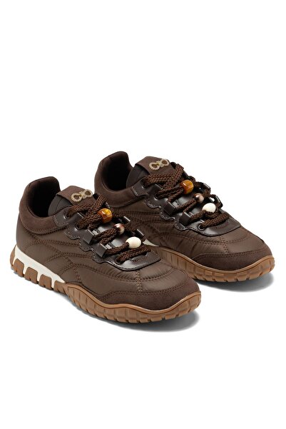 Dedos Women's Orthopedic Sole Bead Detailed Waterproof Lace-Up Walking Brown ...