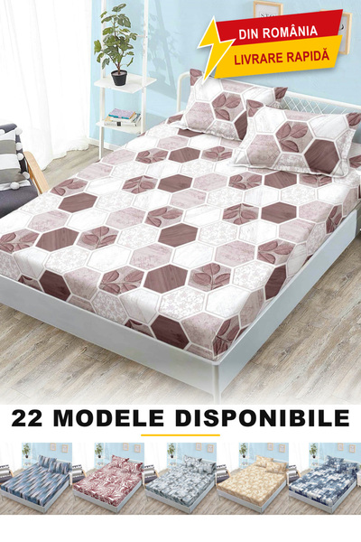 Frasin Select Cearșaf cu elastic, 3 piese, Finet 160 x 200cm + 2 fețe de pern...