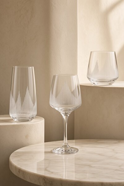 sglass 18 Parça 6 Kişilik Pramit Su Takım Seti Bardak Seti ( Özel El Kesimidir )