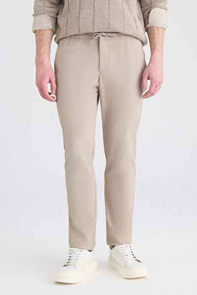 D'S Damat Ds Damat Παντελόνι Jogger σε Χαλαρή Γραμμή (Χωρίς Πιέτες) Μπεζ Ριγέ
