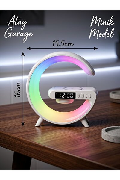 Atay Garage Akıllı RGB Başucu Lambası - Kablosuz Şarjlı Bluetooth Hoparlör & ...