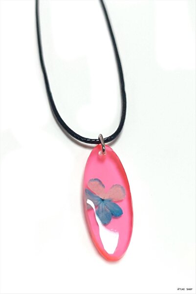 ZERO LAND Ilkestor Snowball Flower Oval Epoxy Necklace (204631) Pink