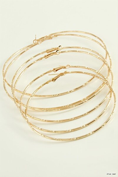 ZERO LAND Ilkestor Dotted Metal Hoop Earrings 6 (204401) Piece Yellow