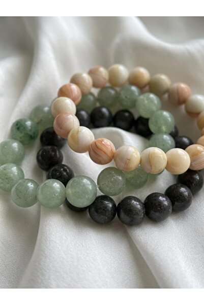 ILSA Natural Aventurine, Calcite and Sericin Stone 3-Piece Bracelet Set