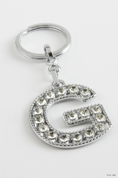 ZERO LAND Ilkestor Silver Color Stone (210047) Letter Keychain
