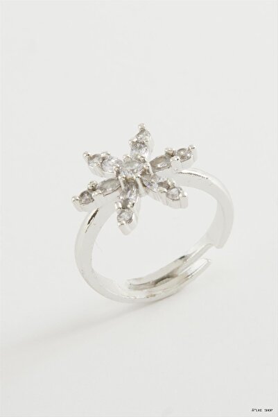 ZERO LAND Ilkestor Lotus Zircon Stone Ring (205057) Silver Color