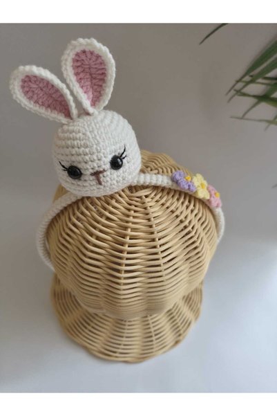 Hand Mother's Since 2024 Coroană de păr Amigurumi Iepure, lucrată manual, de nișă (Potrivit pentru toate vârstele)