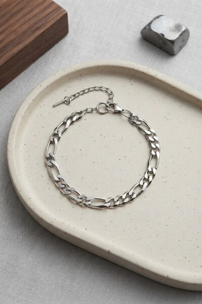SORA GROUP ®   316L Steel Silver Color Eyelet Chain Model Men's Bracelet