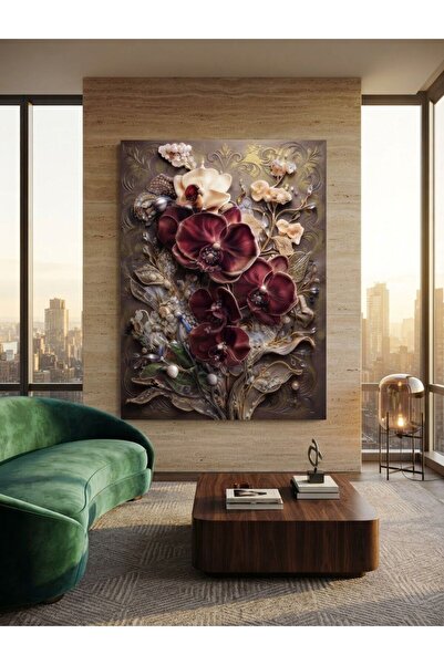 zeyrada Premium Özel Tasarım 3D Kabartma Görünümlü Modern Dekorasyon Kanvas T...
