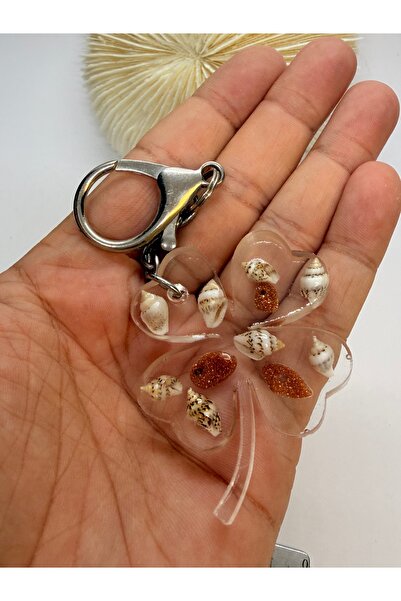 gemsartdeco Epoxy Shell Star Stone Lucky Ladybird Keychain