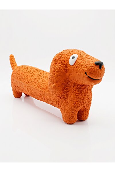 Sesli Sosis Köpek Diş Kaşıma Oyuncağı - Isırma ve Çiğneme Figürü (Turuncu) (30 cm)