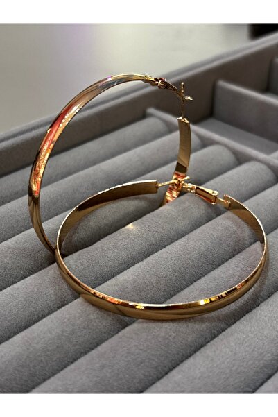 MODA Gold Color Flat Hoop Earrings - Stylish and Modern Steel Earrings