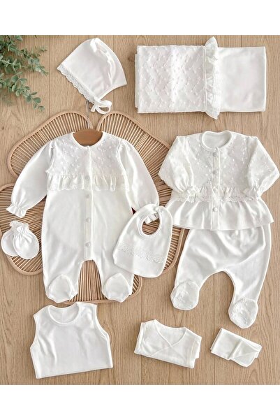 Ege Bebek Organic Cotton Lace Ecru Newborn Hospital Outfit (Set of 10)