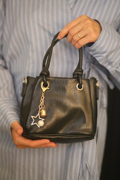 Meryliva Bags Women's Black Charm Hand and Shoulder Bag – Star and Pearl Deta...